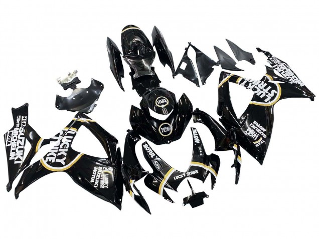 Carénages Moto Suzuki GSXR 600 / GSXR 750 2006-2007 - Noir Brillant Blanc Motul Lucky Strike