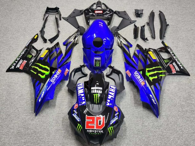 Carénages Moto Yamaha YZF R3/R25 2019-2021 - Bleu Noir Brillant Vert ENEOS Monstre 20