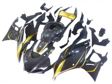 Carénages Moto Yamaha YZF R3/R25 2019-2021 - Or Noir Fibre de Carbone