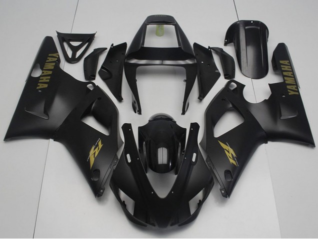 Carénages Moto Yamaha YZF R1 1998-1999 - Noir Brillant Noir Mat Or