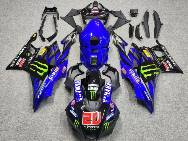 Carénages Moto Yamaha YZF R3/R25 2022-2024 - Bleu Vert Noir Monstre ENEOS 20