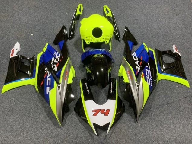Carénages Moto Yamaha YZF R3/R25 2022-2024 - Vert Néon Bleu Noir Brillant 74