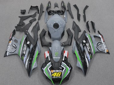 Carénages Moto Yamaha YZF R3/R25 2022-2024 - Nardo Gris Vert Noir Monstre ENEOS 46