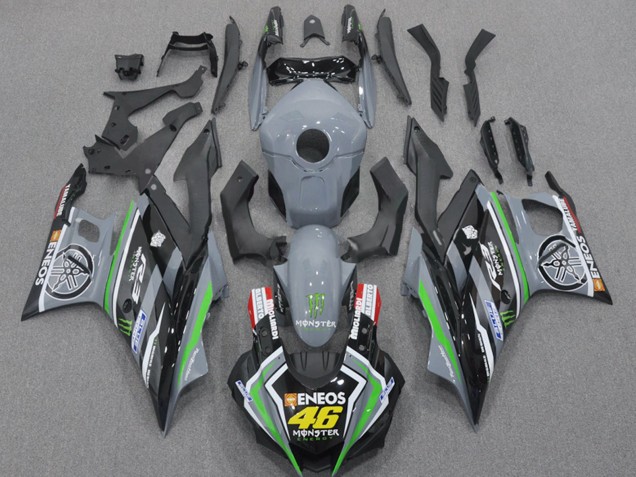 Carénages Moto Yamaha YZF R3/R25 2022-2024 - Nardo Gris Vert Noir Monstre ENEOS 46