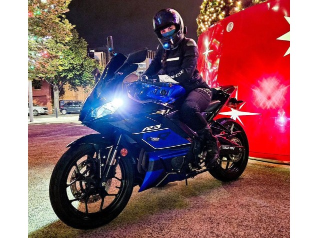Carénages Moto Yamaha YZF R3/R25 2022-2024 - Bleu Noir Brillant