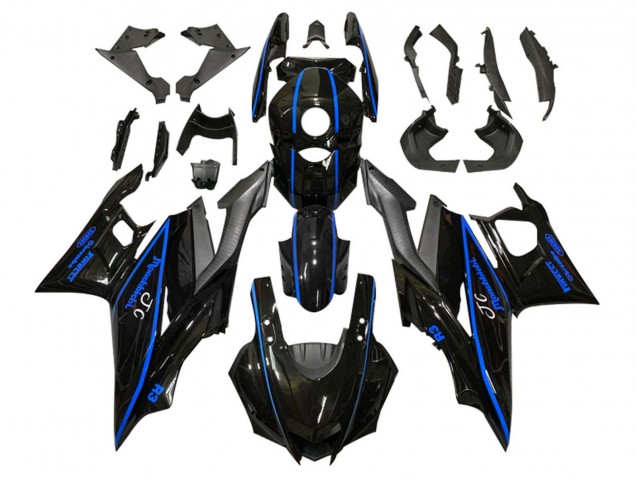 Carénages Moto Yamaha YZF R3/R25 2022-2024 - Noir Brillant Bleu