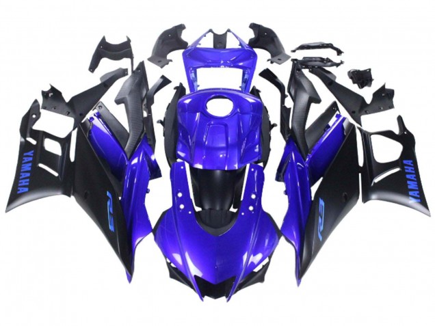 Carénage Moto Yamaha YZF R3/R25 2022-2024 - Bleu Noir Mat