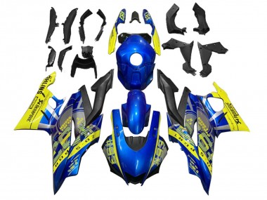 Carénages Moto Yamaha YZF R3/R25 2022-2024 - Jaune Bleu Noir Mat 93