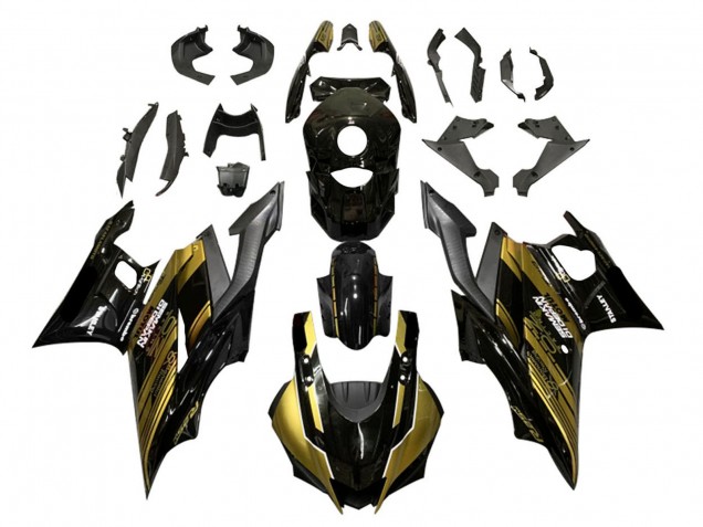 Carénages Moto Yamaha YZF R3/R25 2022-2024 - Or Noir Brillant Semakin Didepan