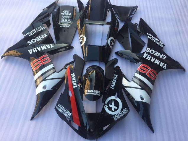 Carénages Moto Yamaha YZF R1 2002-2003 - Noir Brillant Blanc Rouge Yamalube ENEOS