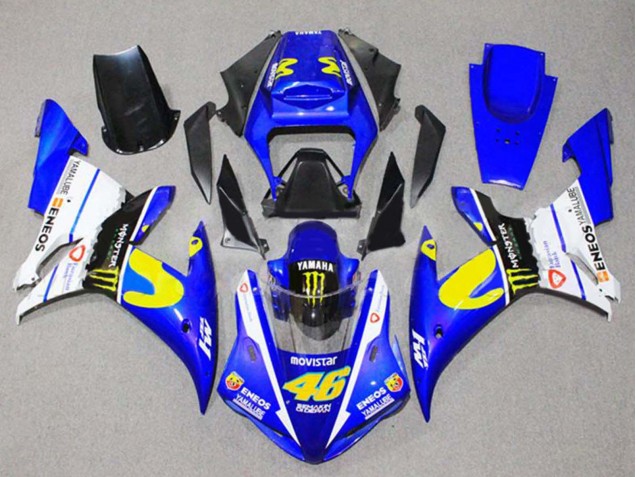 Carénages Moto Yamaha YZF 1000 R1 2002-2003 - Bleu Blanc Noir Jaune Monstre 46