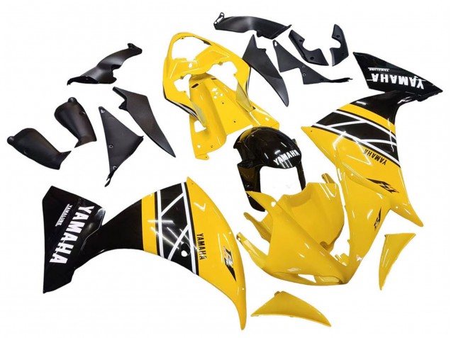 Kits Carénage Moto Yamaha YZF 1000 R1 2009-2011 - Jaune Blanc Noir Bande