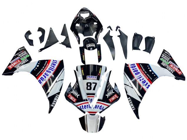 Carénages Moto Yamaha YZF 1000 R1 2012-2014 - Noir Brillant Blanc Rouge Fimer Yamalube Sterilgarda 87