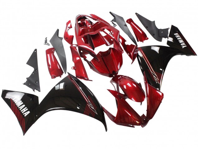 Carénages Moto Yamaha YZF 1000 R1 2012-2014 - Rouge Noir Brillant