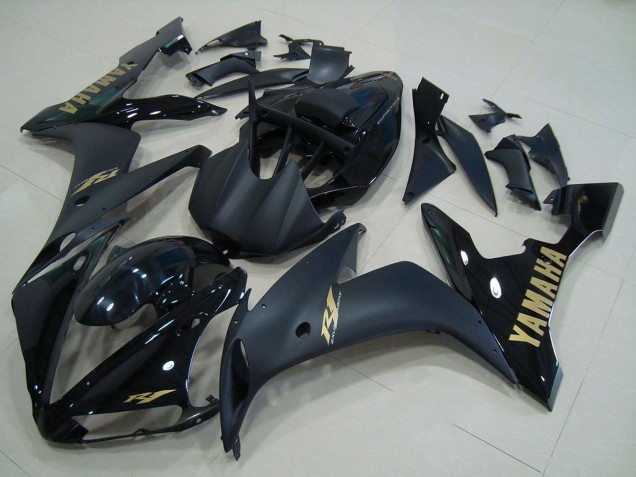 Carénages Moto Yamaha YZF R1 2004-2006 - Noir Brillant Noir Mat Or