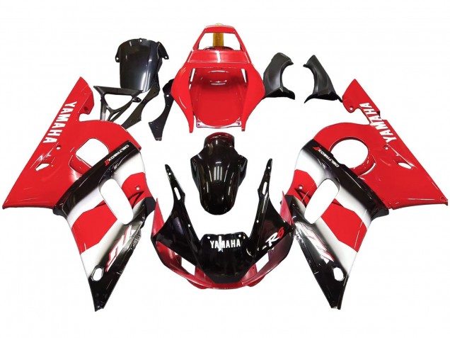 Carénage Moto Yamaha YZF 600 R6 1998-2002 - Rouge Blanc Noir Brillant