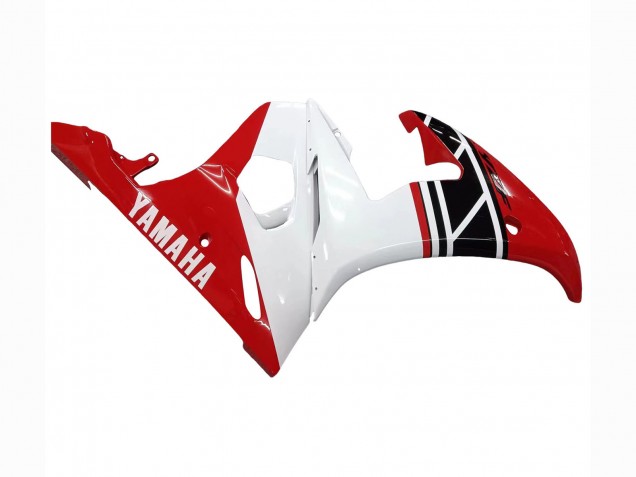 Carénage Moto Yamaha YZF R6 2003-2004 - Blanc Rouge Noir Brillant