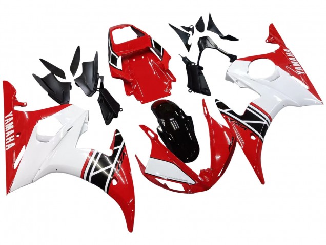 Carénage Moto Yamaha YZF R6S 2006-2009 - Blanc Rouge Noir Brillant