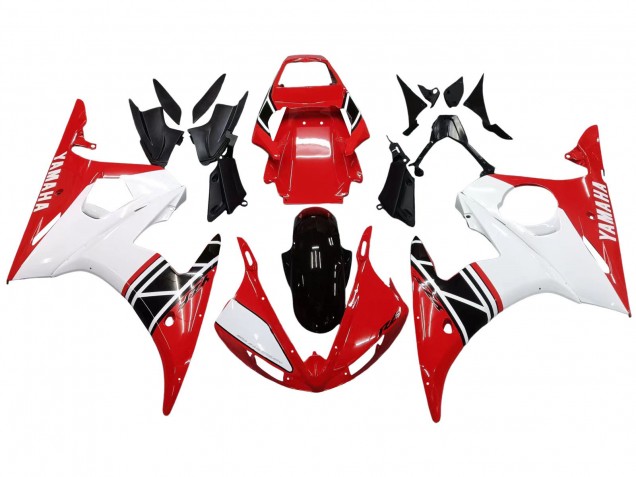 Carénage Moto Yamaha YZF R6S 2006-2009 - Blanc Rouge Noir Brillant