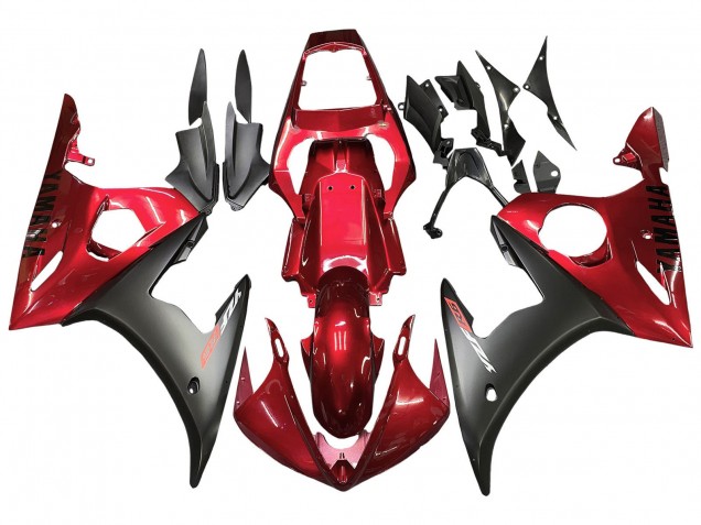 Kits Carénage Moto Yamaha YZF R6S 2006-2009 - Rouge Noir Mat