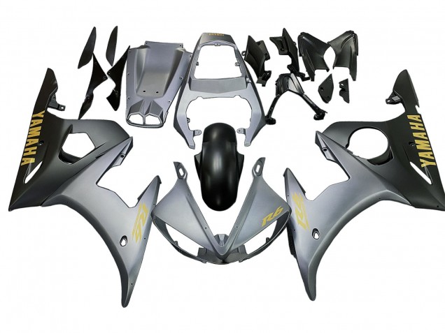 Carénages Moto Yamaha YZF R6S 2006-2009 - Gris Mat Noir Mat Or Décalque
