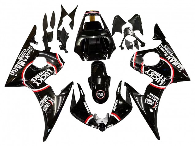 Carénages Moto Yamaha YZF R6 2003-2004 - Noir Brillant Rouge Blanc Lucky Strike Motul