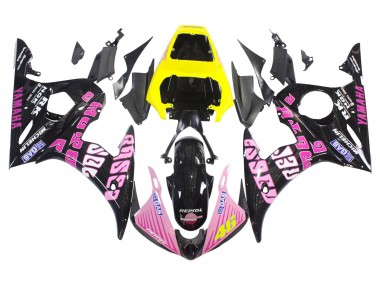 Carénages Moto Yamaha YZF R6S 2006-2009 - Jaune Rose Noir Brillant Rossi Repsol 46