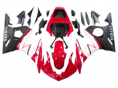Carénages Moto Yamaha YZF R6 2003-2004 - Rouge Blanc Noir Mat