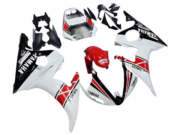 Carénages Moto Yamaha YZF R6S 2006-2009 - Blanc Rouge Noir Brillant Motul