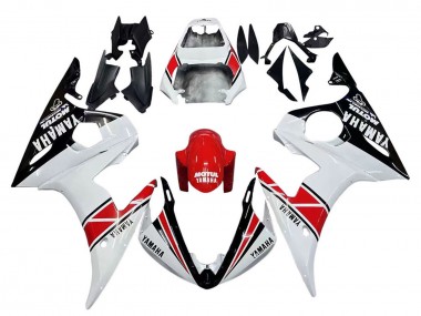 Carénages Moto Yamaha YZF R6S 2006-2009 - Blanc Rouge Noir Brillant Motul