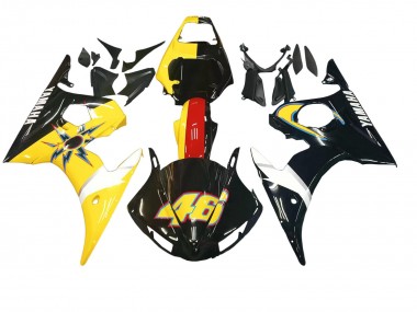 Carénages Moto Yamaha YZF 600 R6 2005 - Noir Jaune Rouge 46