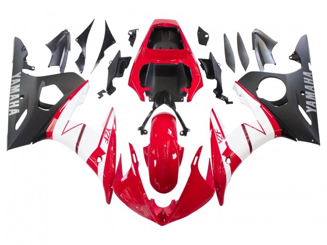 Carénages Moto Yamaha YZF 600 R6 2005 - Rouge Blanc Noir Mat
