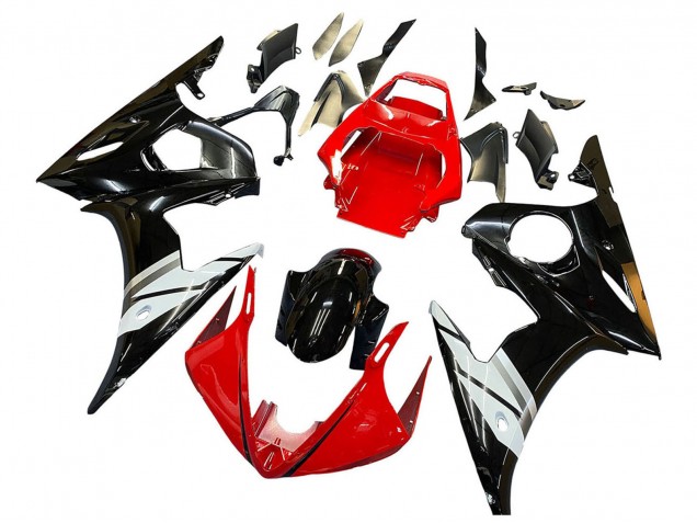 Carénages Moto Yamaha YZF 600 R6 2005 - Rouge Blanc Noir Brillant
