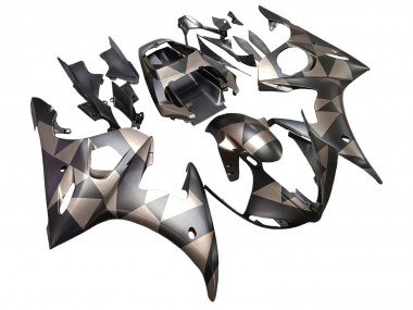 Carénages Moto Yamaha YZF 600 R6 2005 - Noir Mat Gris Geometric