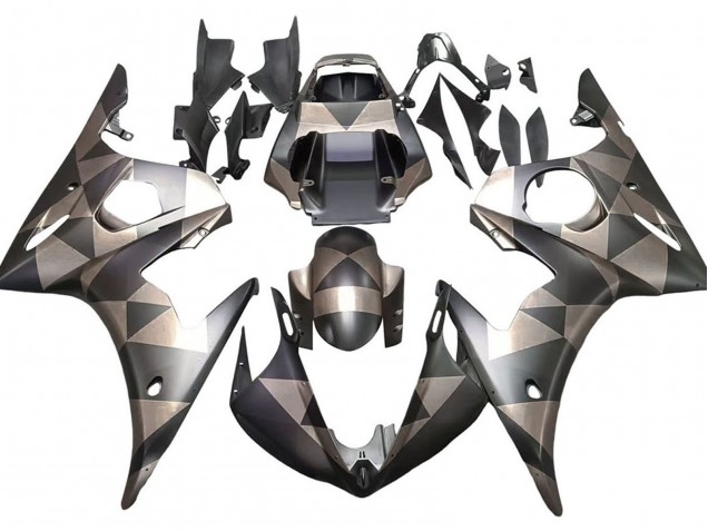 Carénages Moto Yamaha YZF 600 R6 2005 - Noir Mat Gris Geometric