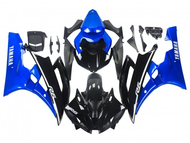 Carénages Moto Yamaha YZF 600 R6 2006-2007 - Bleu Noir Brillant