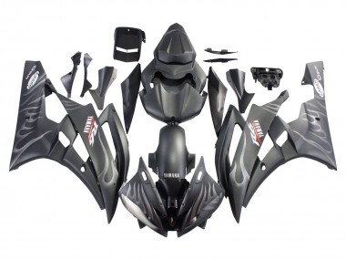 Carénages Moto Yamaha YZF 600 R6 2006-2007 - Noir Mat Argent Flamme