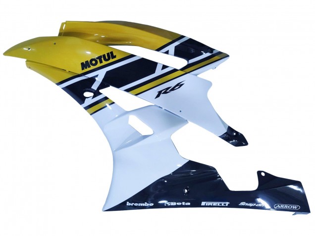 Carénages Moto Yamaha YZF 600 R6 2006-2007 - Jaune Blanc Noir Brillant Motul