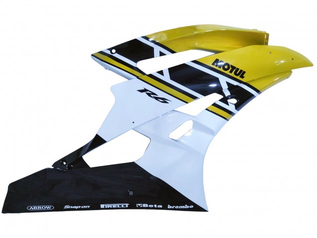 Carénages Moto Yamaha YZF 600 R6 2006-2007 - Jaune Blanc Noir Brillant Motul