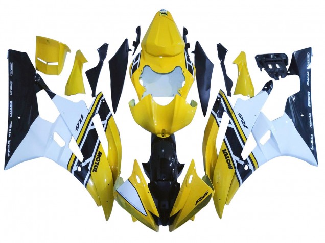 Carénages Moto Yamaha YZF 600 R6 2006-2007 - Jaune Blanc Noir Brillant Motul