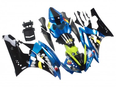 Carénages Moto Yamaha YZF 600 R6 2006-2007 - Bleu Vert Néon Noir Requin