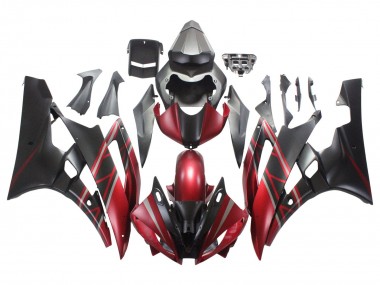 Carénages Moto Yamaha YZF 600 R6 2006-2007 - Rouge Noir Mat