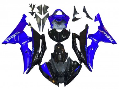 Carénages Moto Yamaha YZF 600 R6 2008-2016 - Bleu Noir Brillant