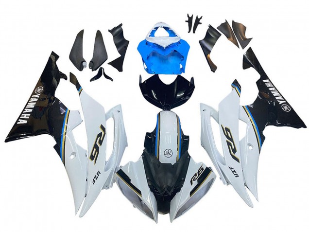Carénage Moto Yamaha YZF 600 R6 2008-2016 - Blanc Bleu Noir Brillant