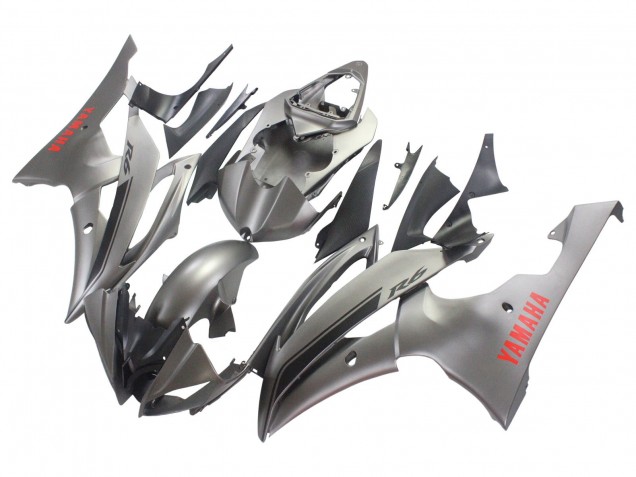 Carénages Moto Yamaha YZF 600 R6 2008-2016 - Gris Mat Rouge Décalque