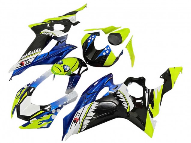 Carénages Moto Yamaha YZF 600 R6 2008-2016 - Vert Bleu Noir Requin