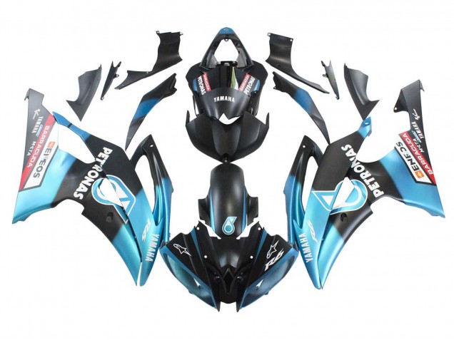 Carénages Moto Yamaha YZF 600 R6 2008-2016 - Bleu Clair Noir Mat Petronas ENEOS