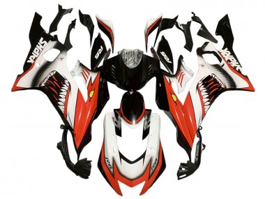 Carénages Moto Yamaha YZF 600 R6 2017-2023 - Blanc Rouge Noir Requin