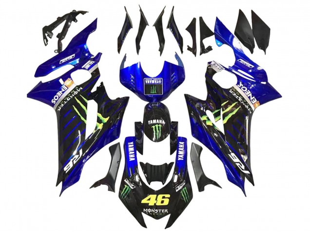 Carénages Moto Yamaha YZF 600 R6 2017-2023 - Bleu Noir Brillant Vert Monstre ENEOS Yamalube