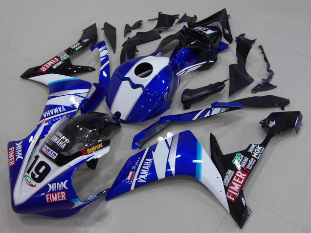 Carénages Moto Yamaha YZF R1 2007-2008 - Blanc Bleu Noir Volvo Fimer